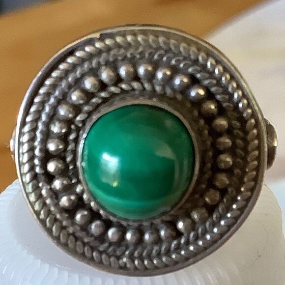 sterling SILVER 925 MALAHITE RING SIZE US 8.25 - Picture 7 of 8